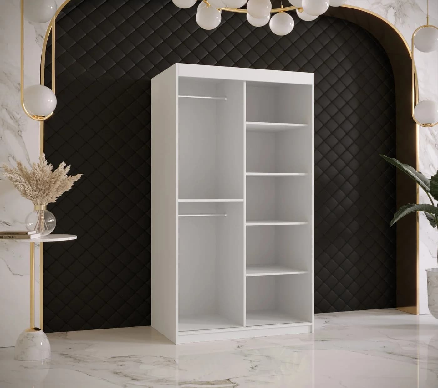 ABIKS MÖBEL Schwebetürenschrank RIFLO WAVE 2 Weiß/Schwarz mit Schiebetüren - Bild 3