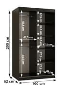 ABIKS MÖBEL Schwebetürenschrank RIFLO WAVE 2 Schwarz mit Spiegel Bild 4