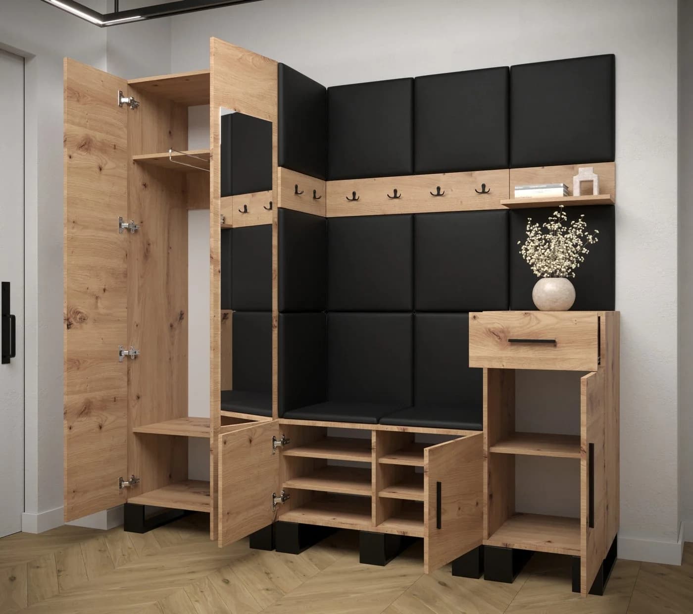ABIKS MÖBEL Garderobe ARTIN Set 13 mit Polsterpaneelen Industriell - Bild 3