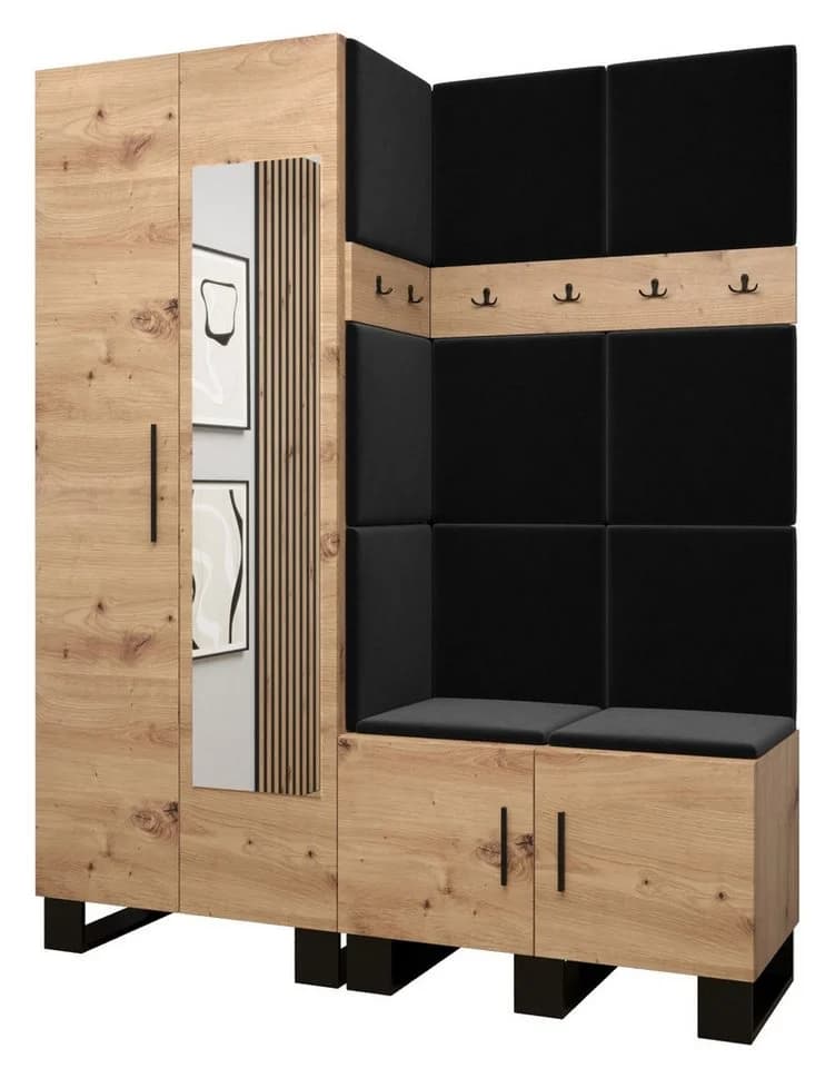 ABIKS MÖBEL Garderobe ARTIN mit gepolsterten Paneelen Industriell Design - Bild 2