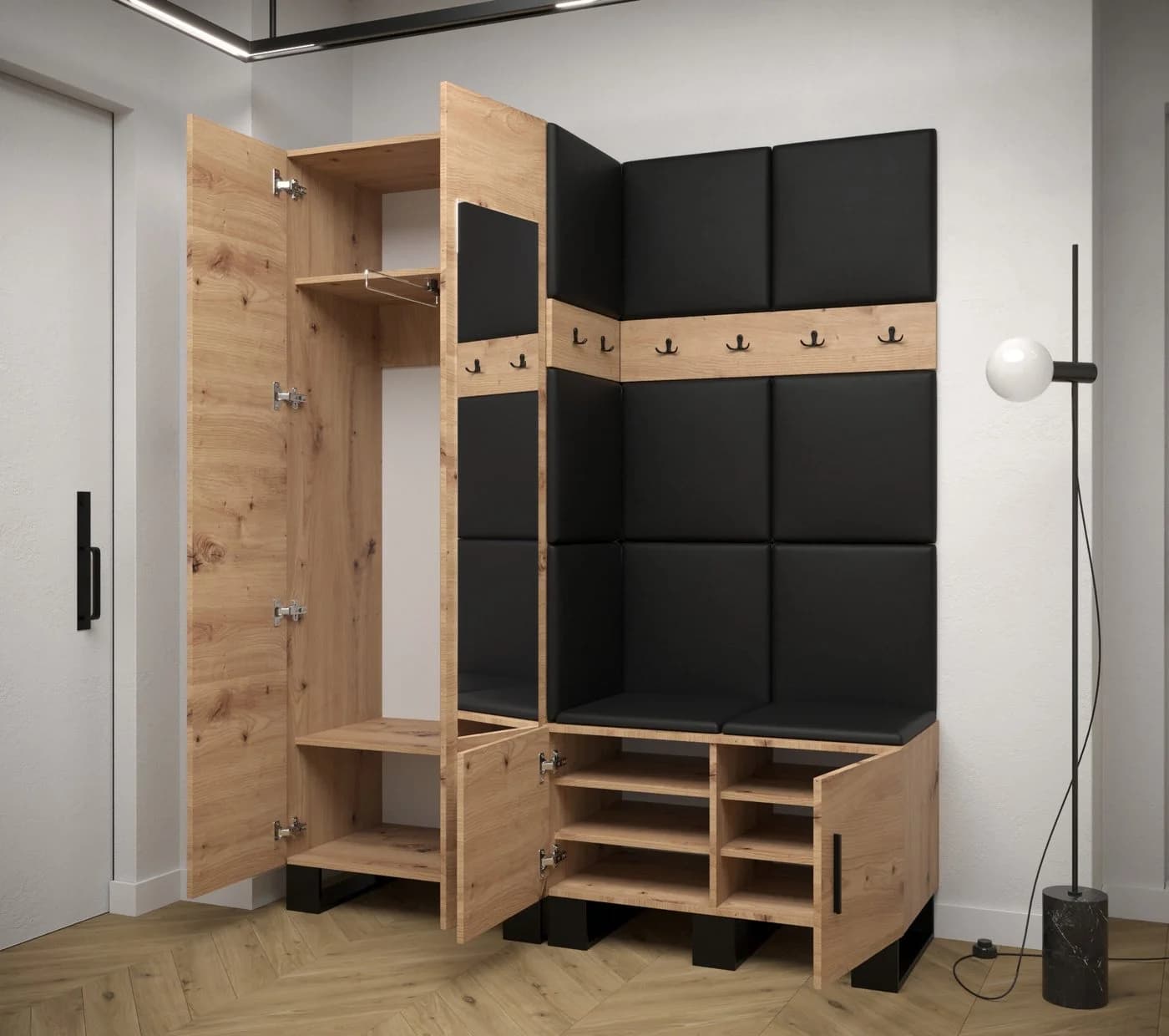 ABIKS MÖBEL Garderobe ARTIN mit gepolsterten Paneelen Industriell Design - Bild 3