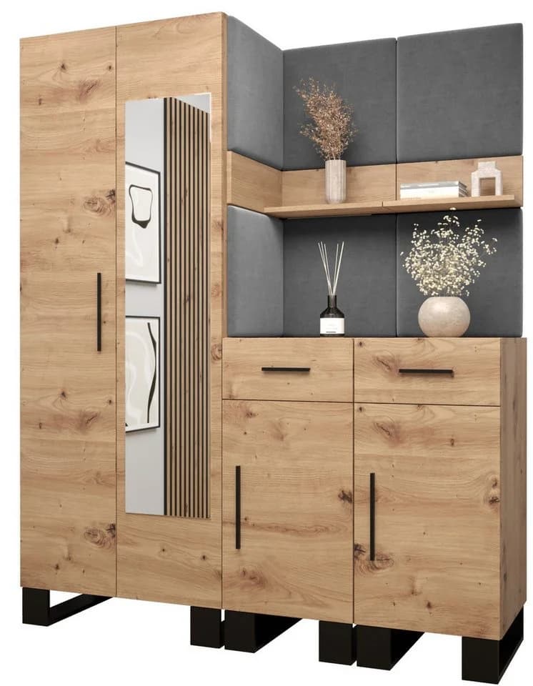 ABIKS MÖBEL Garderobe ARTIN Set 15 mit gepolsterten Paneelen, Industriell Design - Bild 2