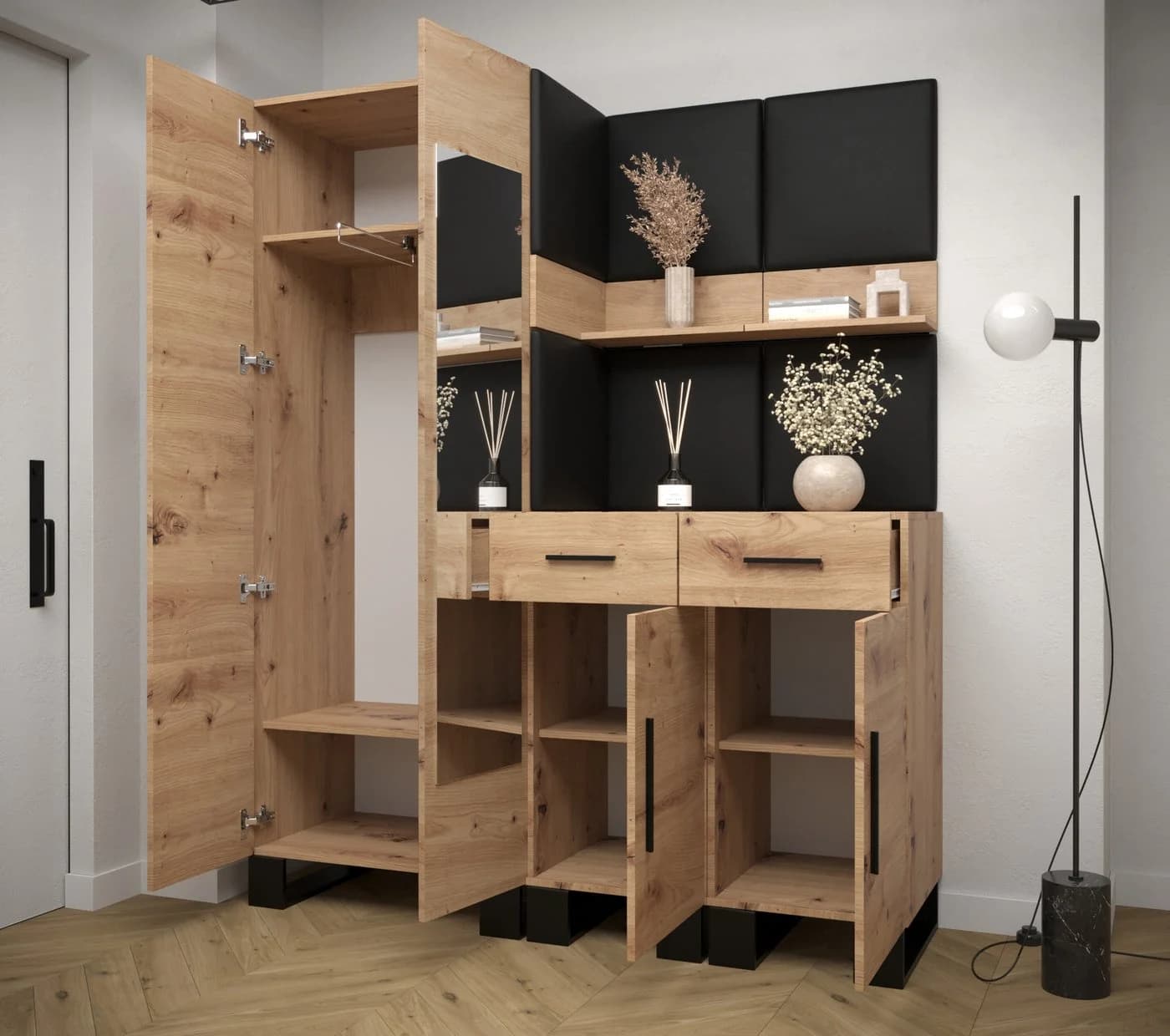 ABIKS MÖBEL Garderobe ARTIN Set 15 mit gepolsterten Paneelen, Industriell Design - Bild 3