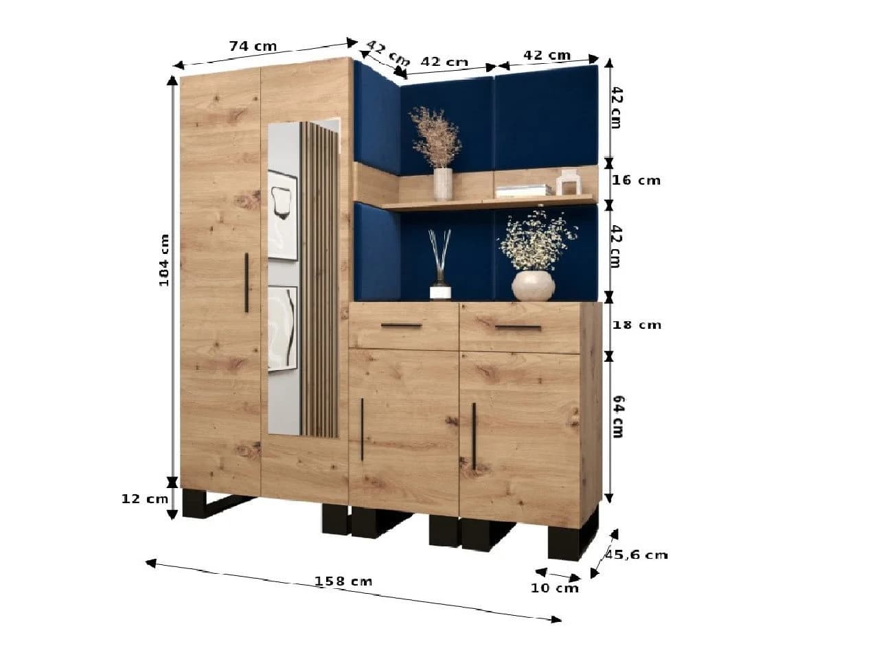 ABIKS MÖBEL Garderobe ARTIN Set 15 mit gepolsterten Paneelen, Industriell Design - Bild 4