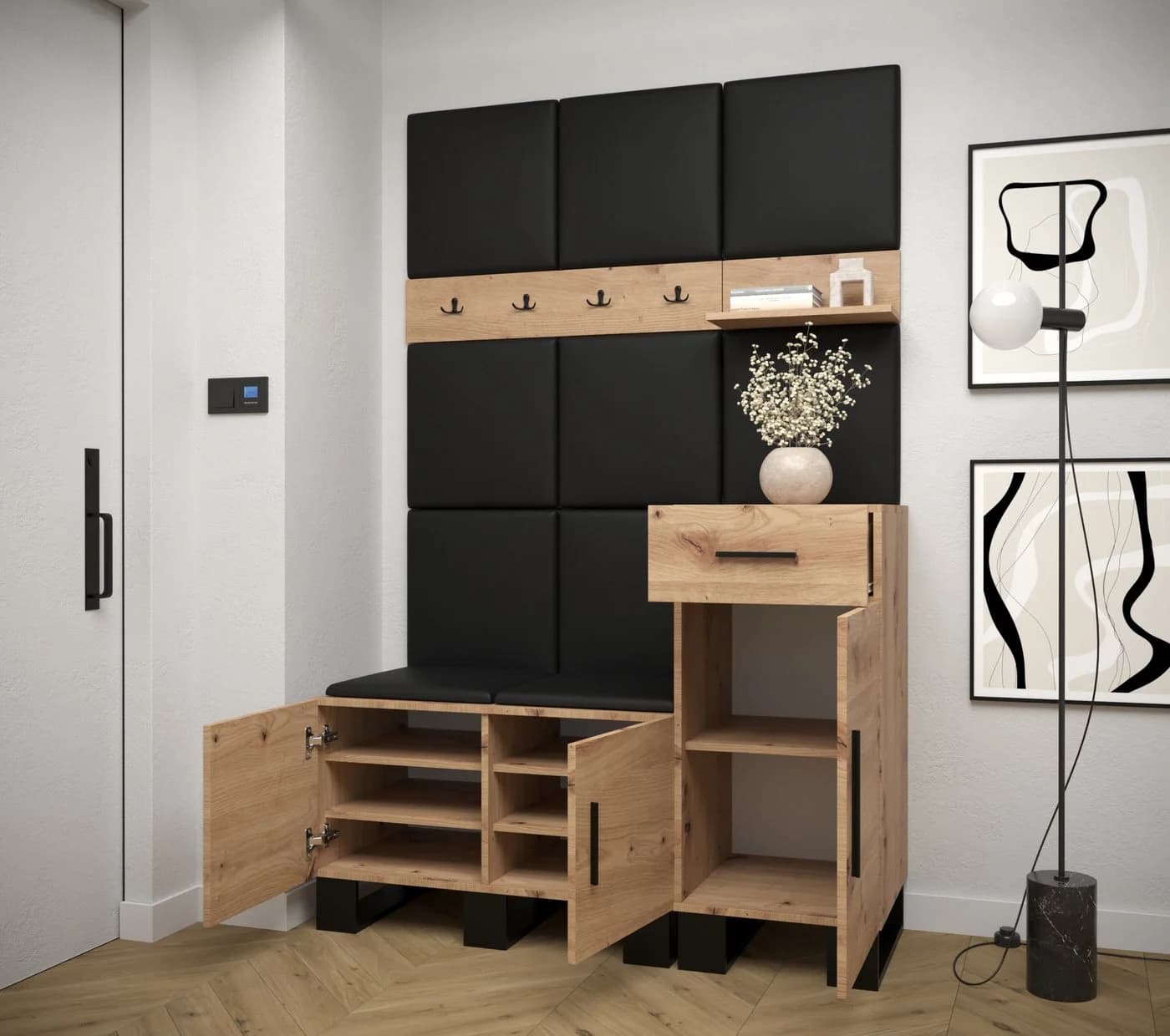 ABIKS MÖBEL Garderobe ARTIN mit gepolsterten Paneelen Industriell Design - Bild 3