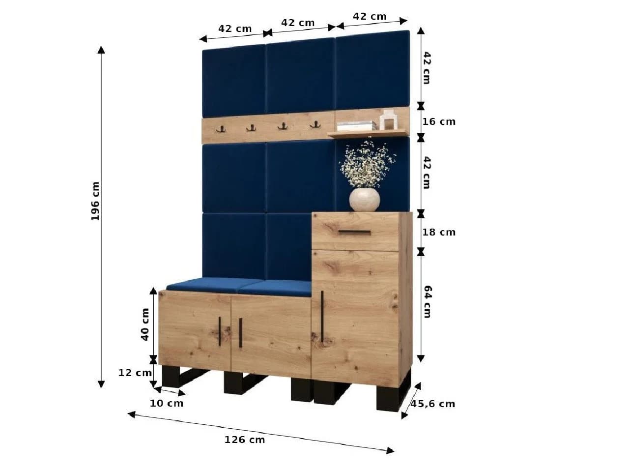 ABIKS MÖBEL Garderobe ARTIN mit gepolsterten Paneelen Industriell Design - Bild 4