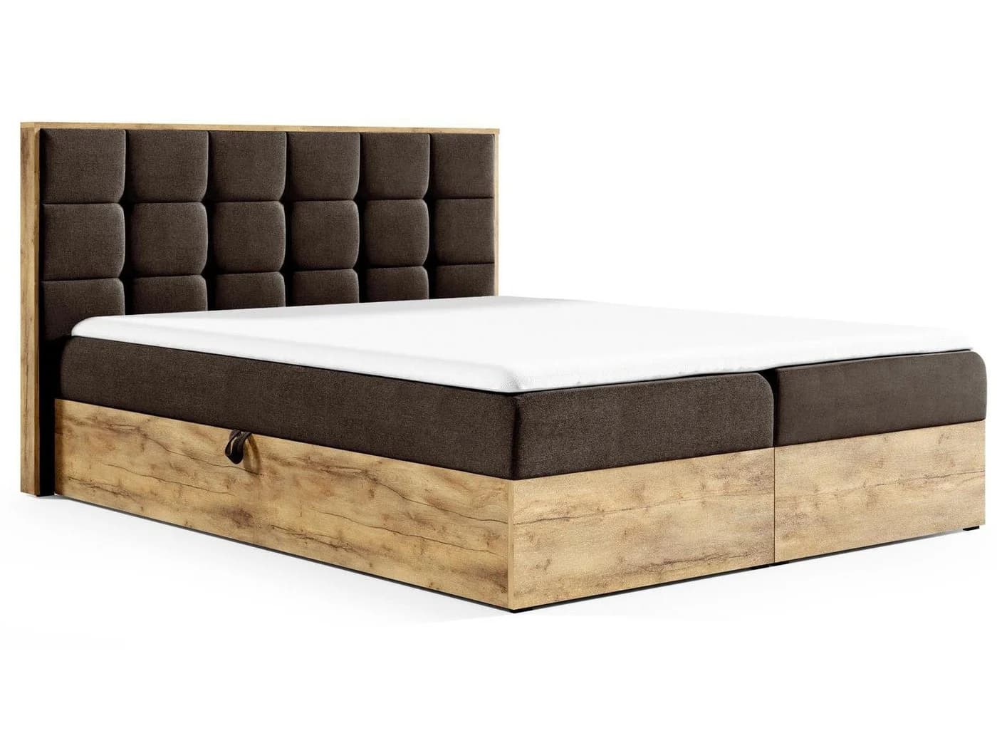 Beautysofa Boxspringbett WOOD1 mit Bettkästen und Topper Braun - Bild 2
