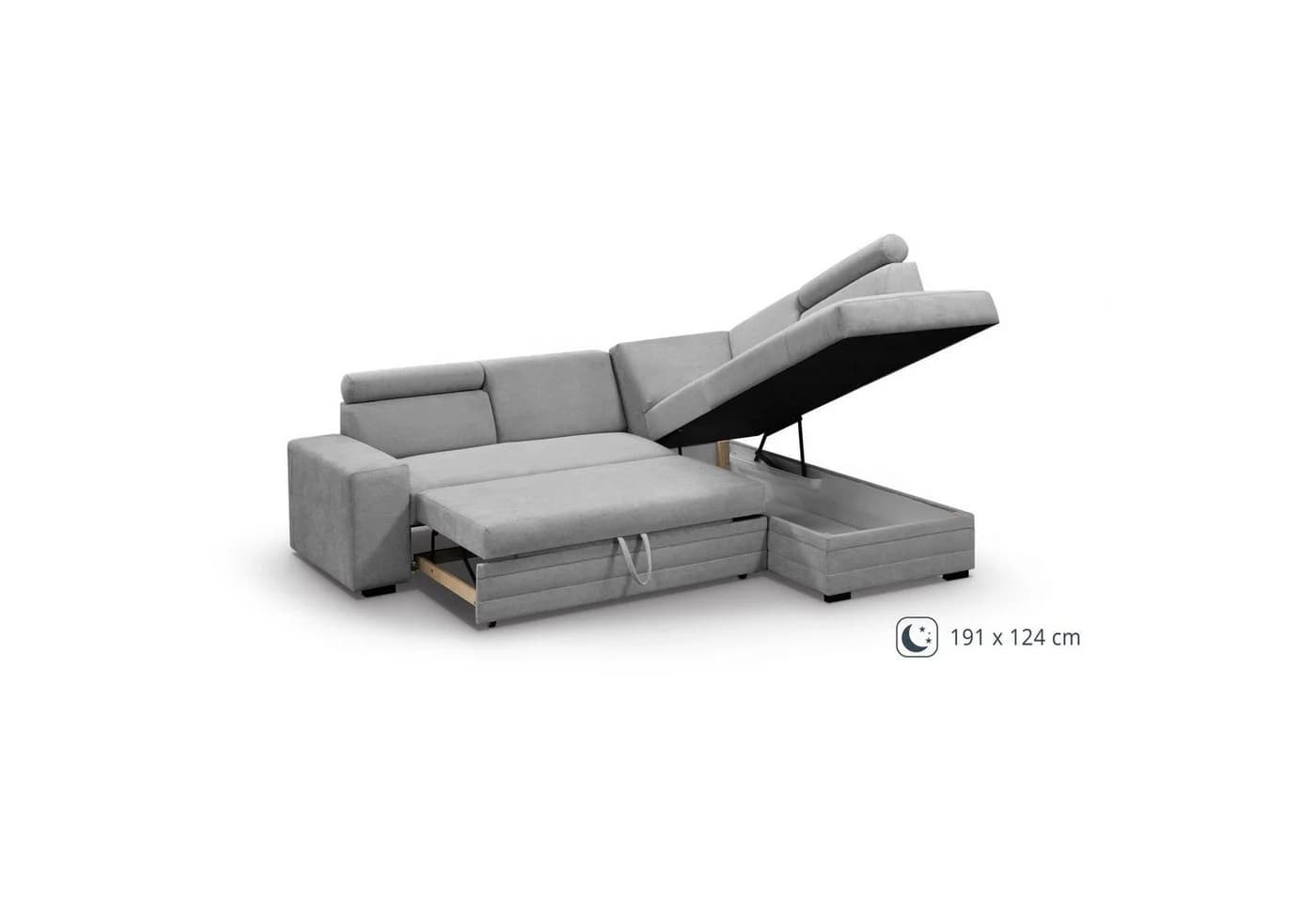 Beautysofa Ecksofa Roma Grau mit Bettkasten und Schlaffunktion - Bild 4