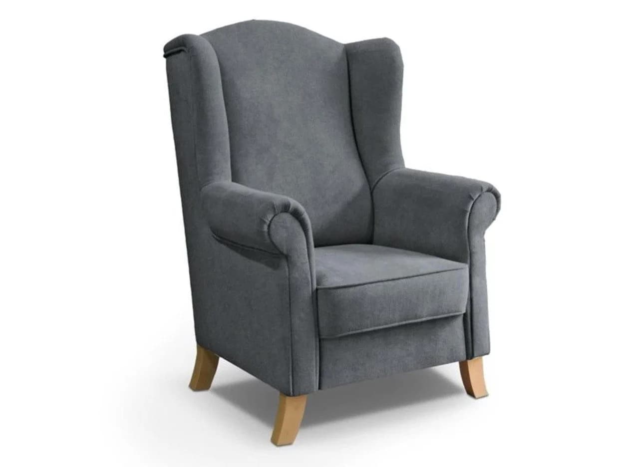 Beautysofa Ohrensessel LEONARDO Dunkelgrau Velours - Bild 2