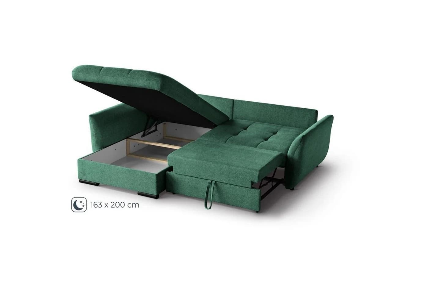 Beautysofa Ecksofa Caro Grün mit Schlaffunktion - Bild 4