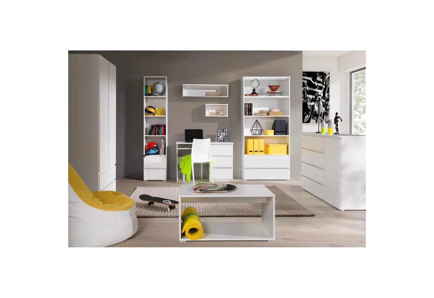 Beautysofa Bücherregal COSMO Standregal Weiß Modernes Hochregal