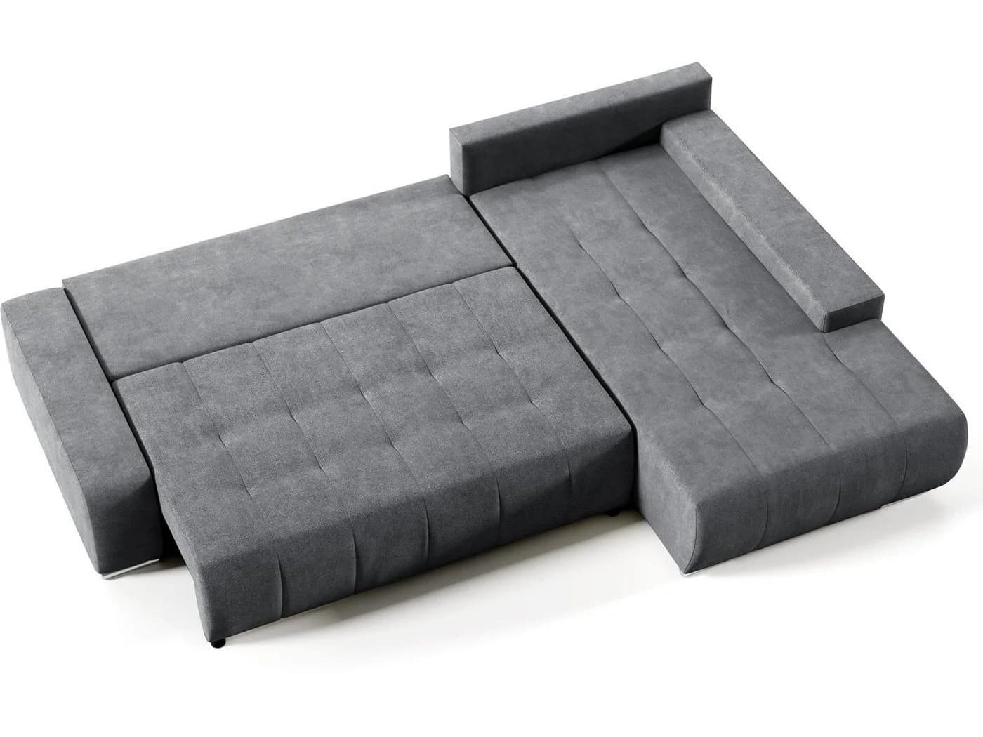 Beautysofa Ecksofa Draco L Grau mit Schlaffunktion und Bettkasten - Bild 3