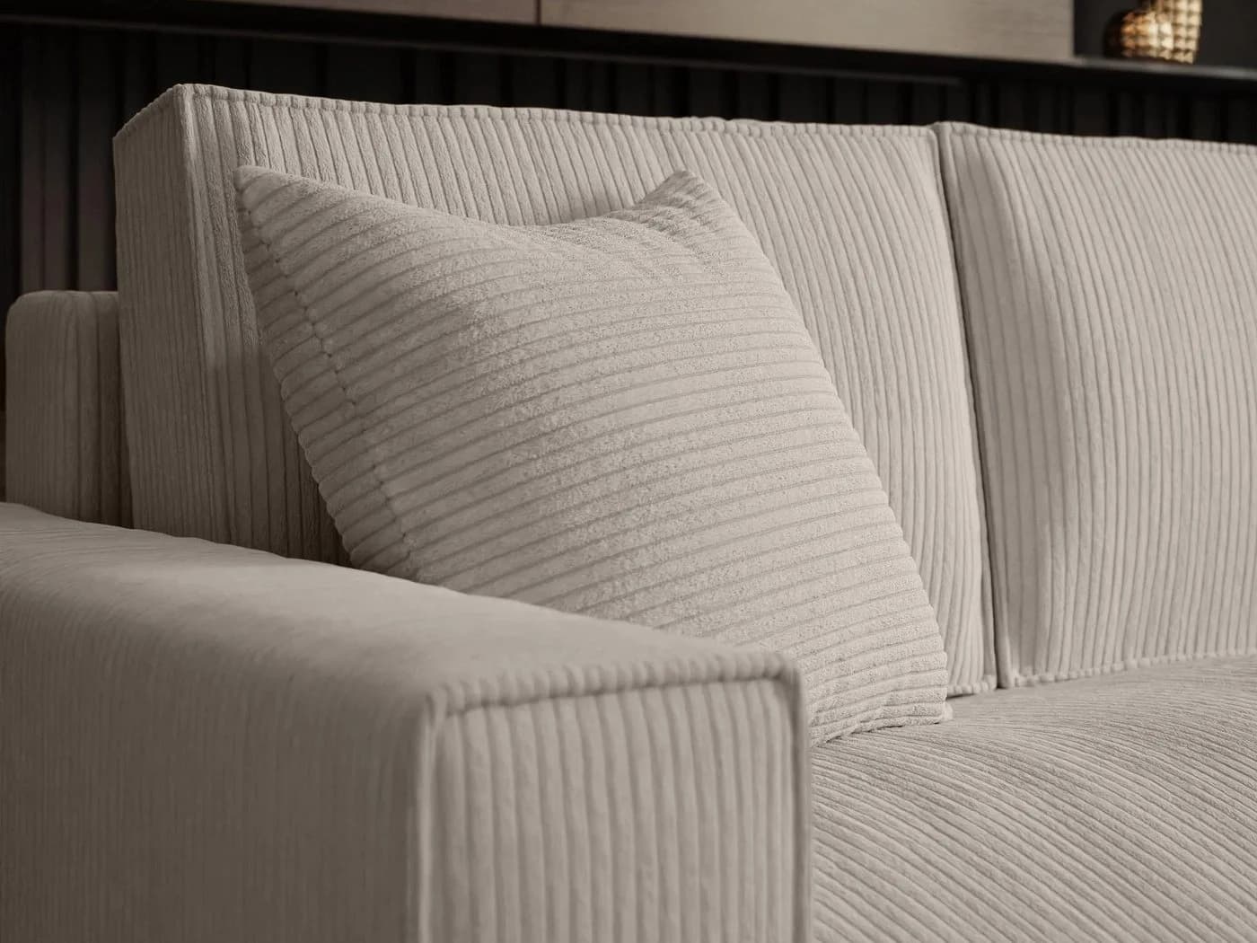 Beautysofa Ecksofa PARYS L mit Schlaffunktion und Bettkasten Beige Cordstoff - Bild 4