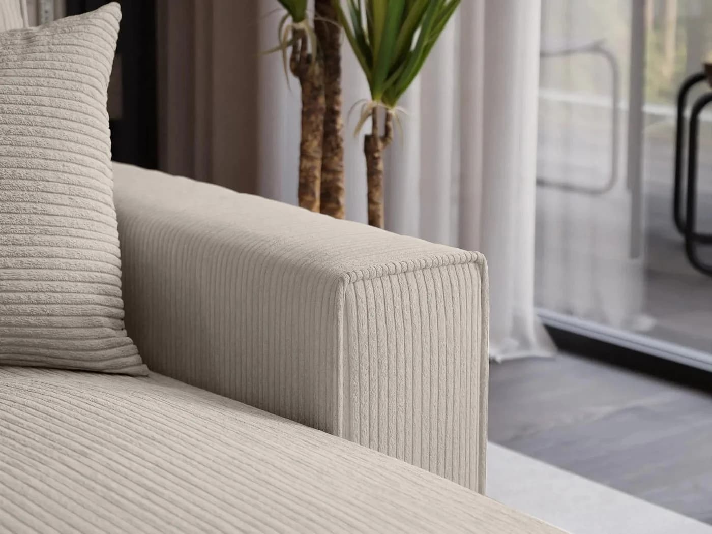 Beautysofa Ecksofa PARYS L mit Schlaffunktion und Bettkasten Beige Cordstoff - Bild 5