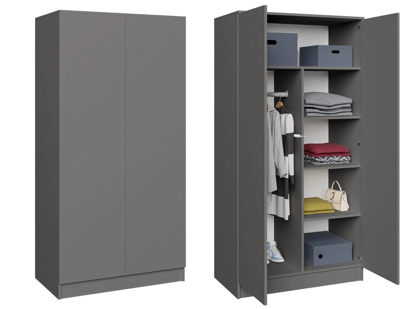 Beautysofa Kleiderschrank LOOK 90x180 cm Grau Tipp-On System - Bild 2