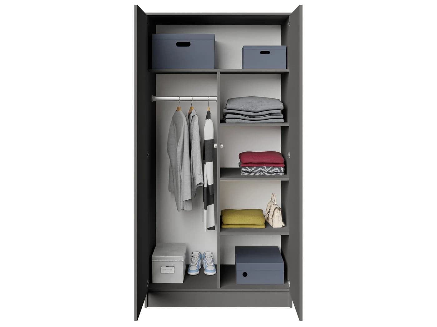 Beautysofa Kleiderschrank LOOK 90x180 cm Grau Tipp-On System - Bild 3