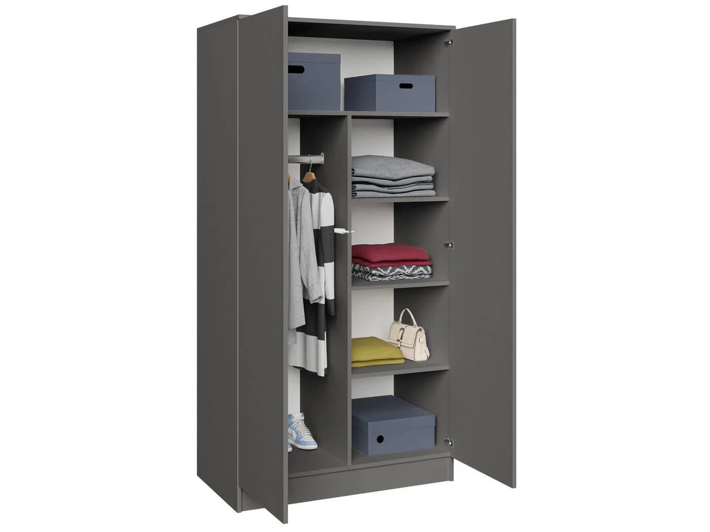 Beautysofa Kleiderschrank LOOK 90x180 cm Grau Tipp-On System - Bild 5