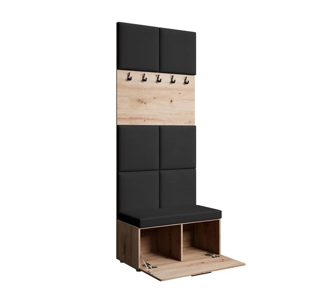 Garderobenschrank MARGARET I mit Sitzbank & Kleiderhaken - Bild 3