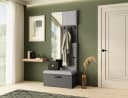 Beautysofa Garderobenschrank MARGARET III mit Spiegel und Sitzbank grau Bild 1