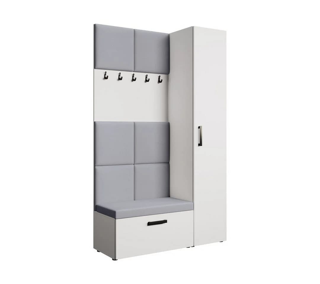 Beautysofa Garderoben-Set MARGARET mit Sitzbank und Kleiderschrank Weiß - Bild 2