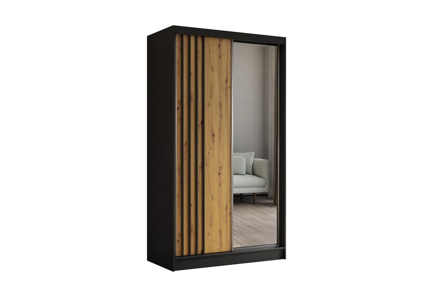 Beautysofa Schiebetürenschrank NELA II mit Spiegel, Lamellen, Schubladen - Bild 2