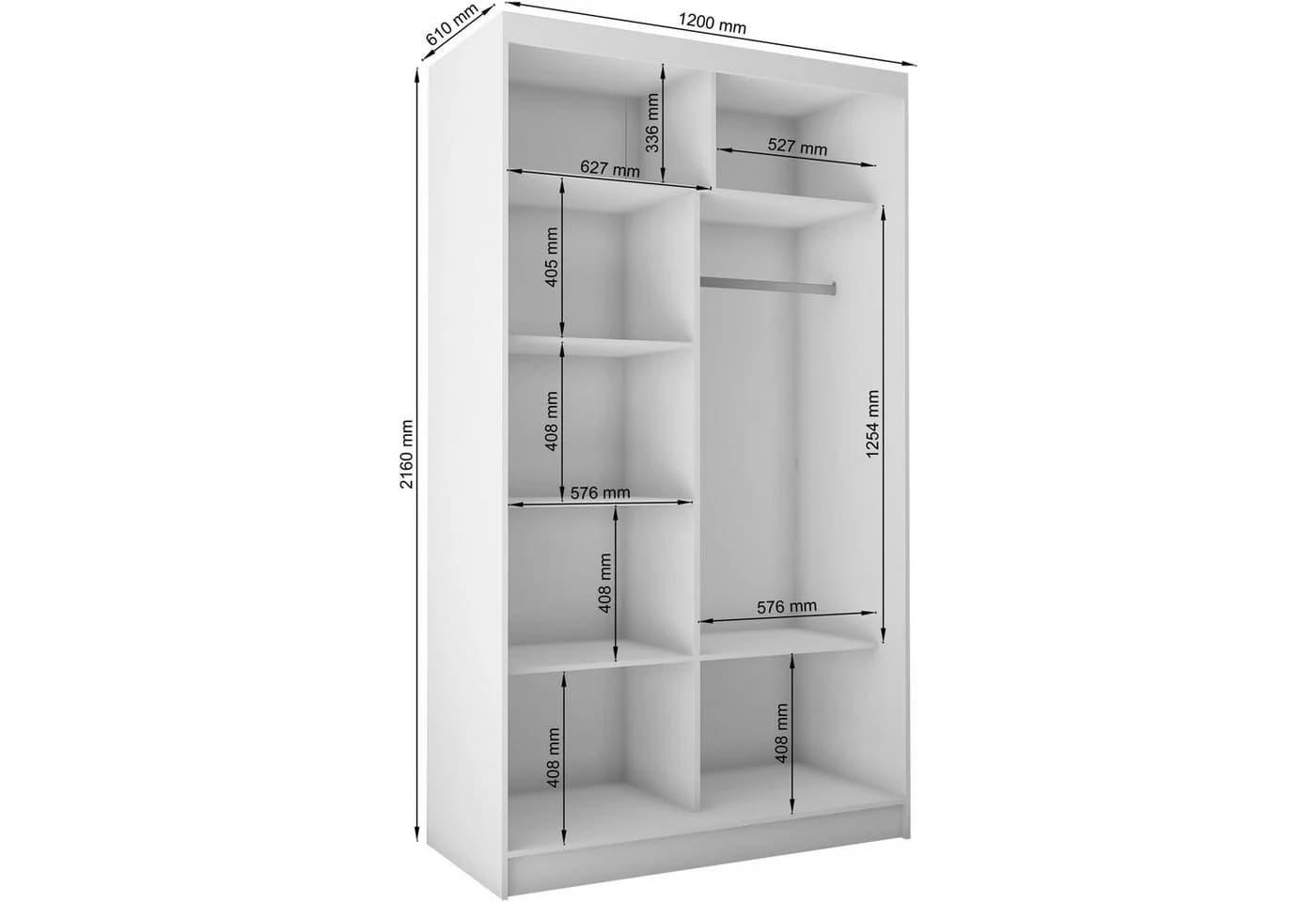 Beautysofa Kleiderschrank Helios Modern mit Schiebetür Beige - Bild 3
