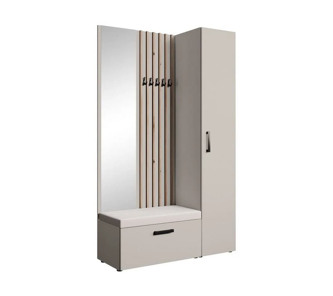 Beautysofa Garderoben-Set MARGARET mit Spiegel, Kleiderschrank & Sitzbank - Bild 2