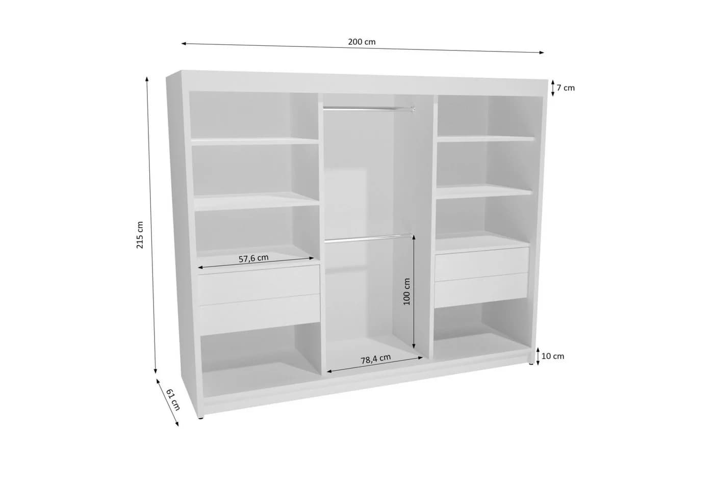 Beautysofa Kleiderschrank VILO II mit Spiegel und Schubladen - Bild 4