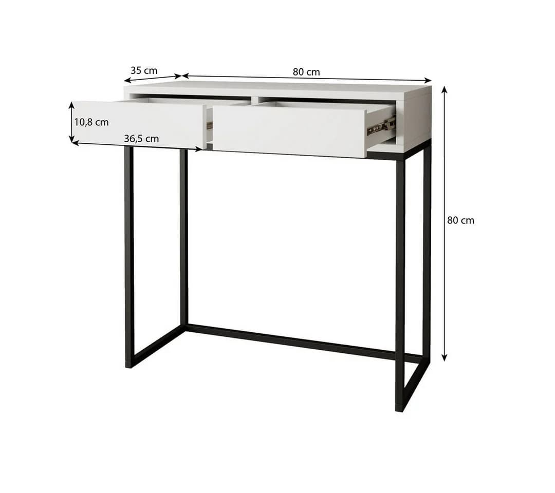 Beautysofa Konsolentisch LANGO Modern Schwarz/Weiß Metallbeine - Bild 4