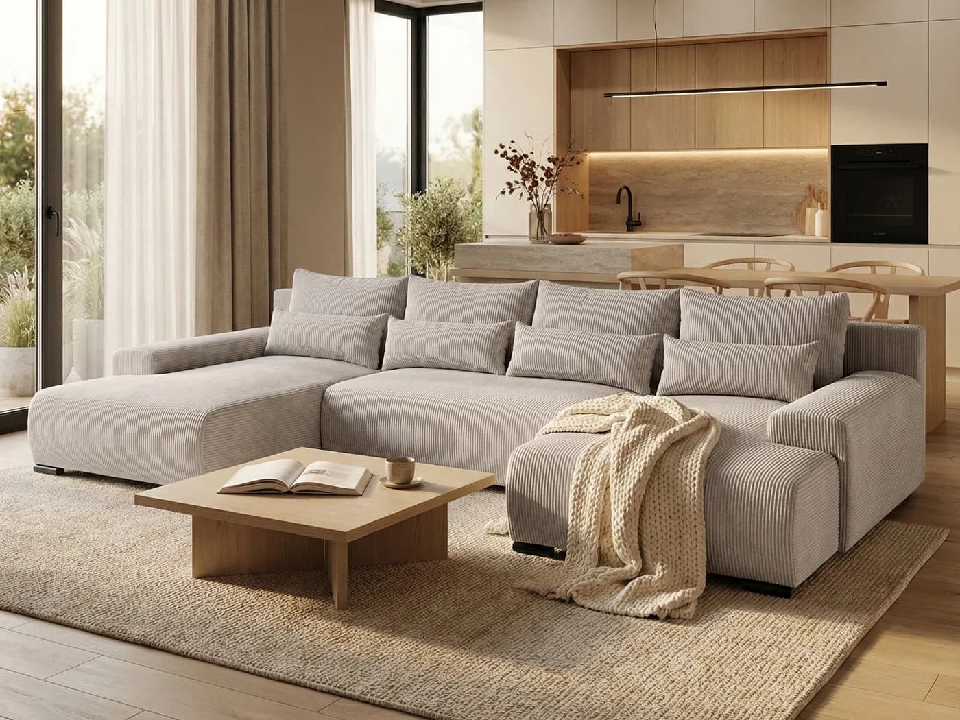 Beautysofa Ecksofa BENNY U Beige mit Schlaffunktion und Bettkasten - Bild 2