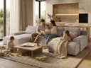 Beautysofa Ecksofa BENNY U Beige mit Schlaffunktion und Bettkasten Bild 4