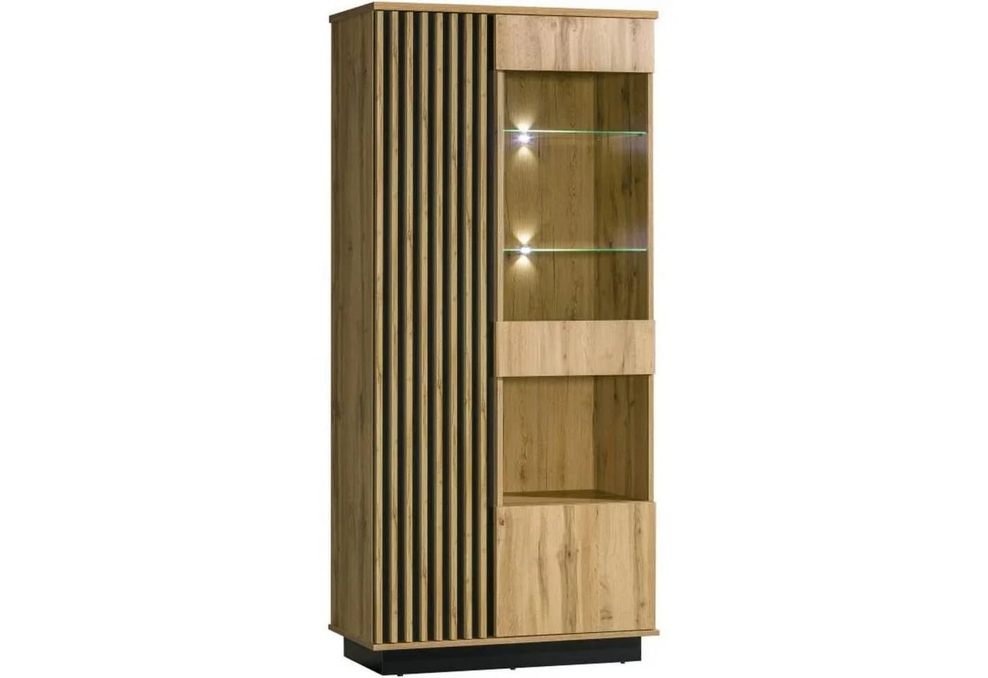 Beautysofa Vitrine LAMELO mit Holzlamellen und Glastür - Bild 2