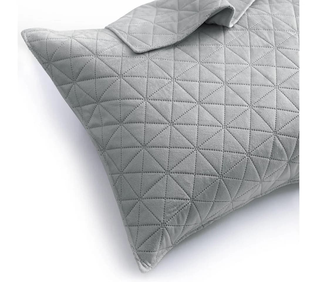 Restilo Kissenbezug 2er Set Silber Samtoptik Geometrisch