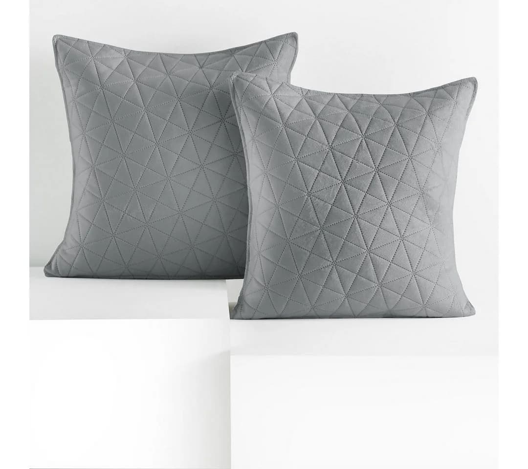 Restilo Kissenbezug 2er Set Silber Samtoptik Geometrisch - Bild 2