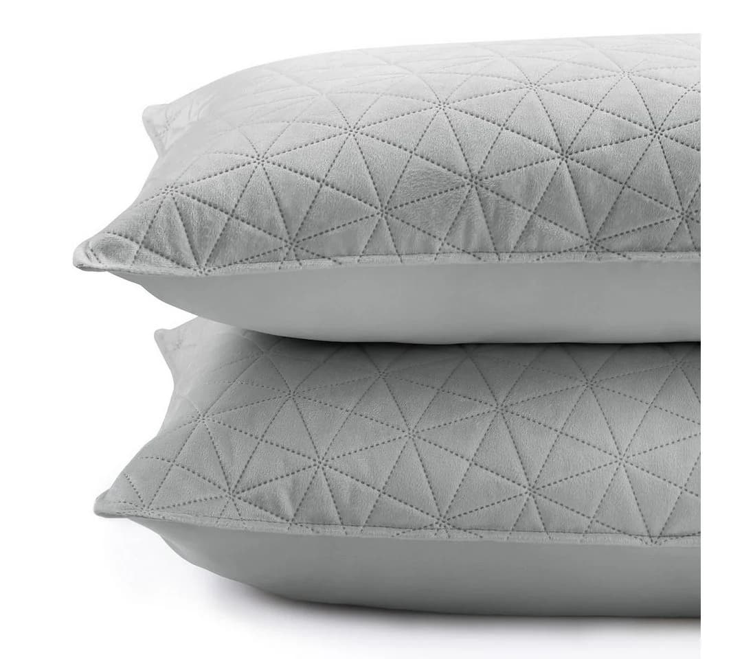Restilo Kissenbezug 2er Set Silber Samtoptik Geometrisch - Bild 3