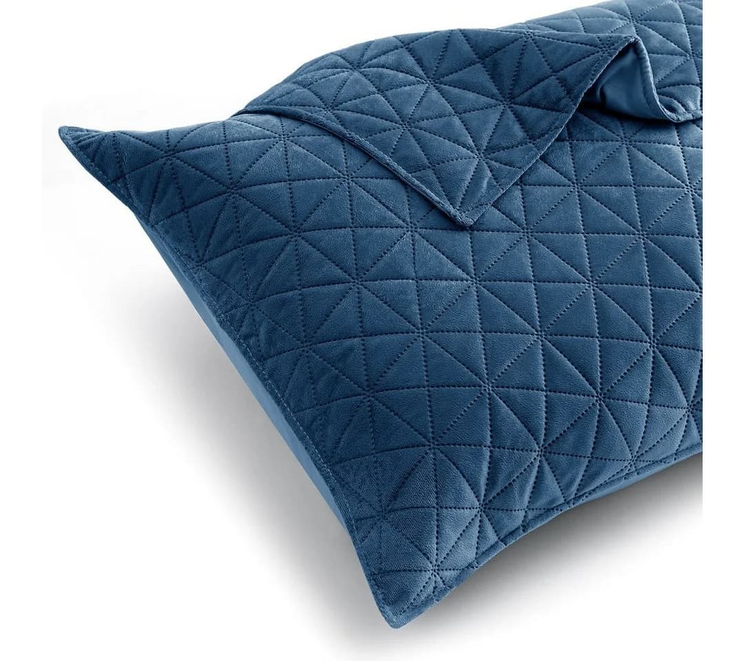 Restilo Kissenbezug 2er Set Dunkelblau Geometrisch Samtoptik