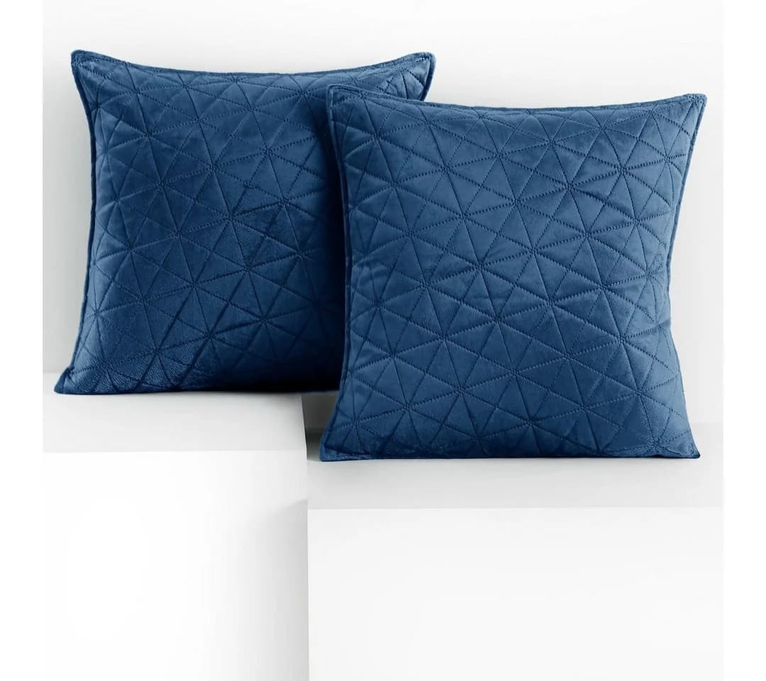 Restilo Kissenbezug 2er Set Dunkelblau Geometrisch Samtoptik - Bild 2