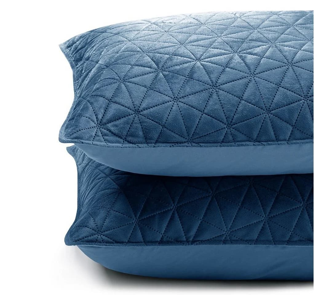 Restilo Kissenbezug 2er Set Dunkelblau Geometrisch Samtoptik - Bild 3