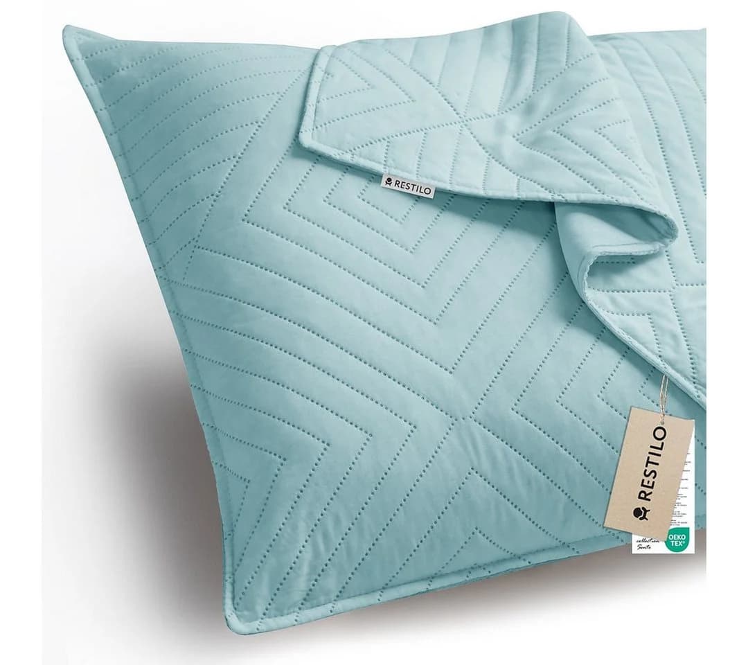 Restilo Kissenbezug Softa 2er Set Polyester Blau Ultrasonic-Steppung