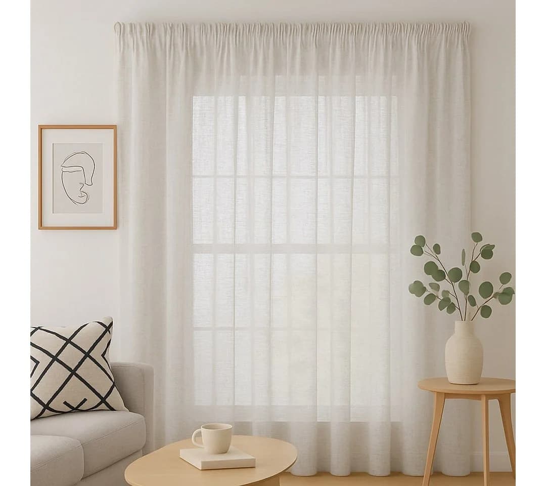 Restilo Gardine Vorhang Transparent Leinen Stangendurchzug