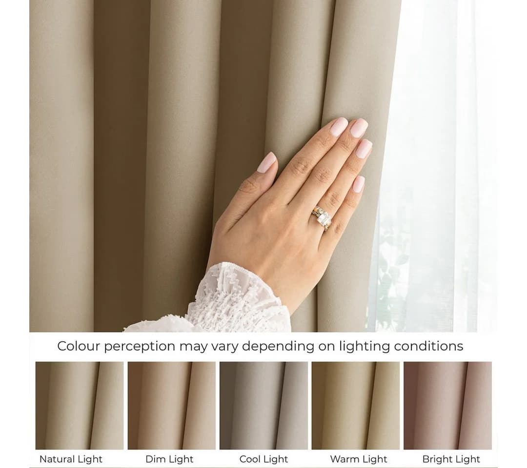 Restilo Verdunkelnde Gardine Beige Polyester Bindebänder