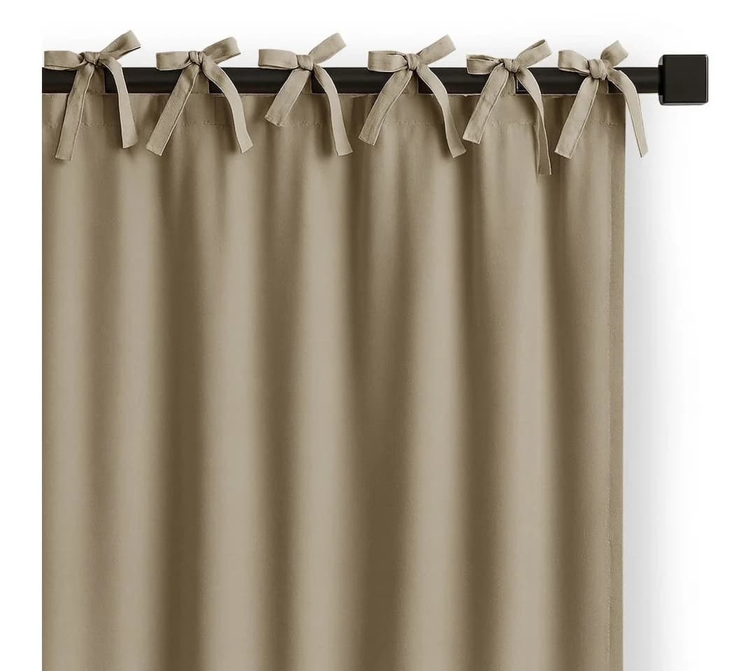 Restilo Verdunkelnde Gardine Beige Polyester Bindebänder - Bild 2
