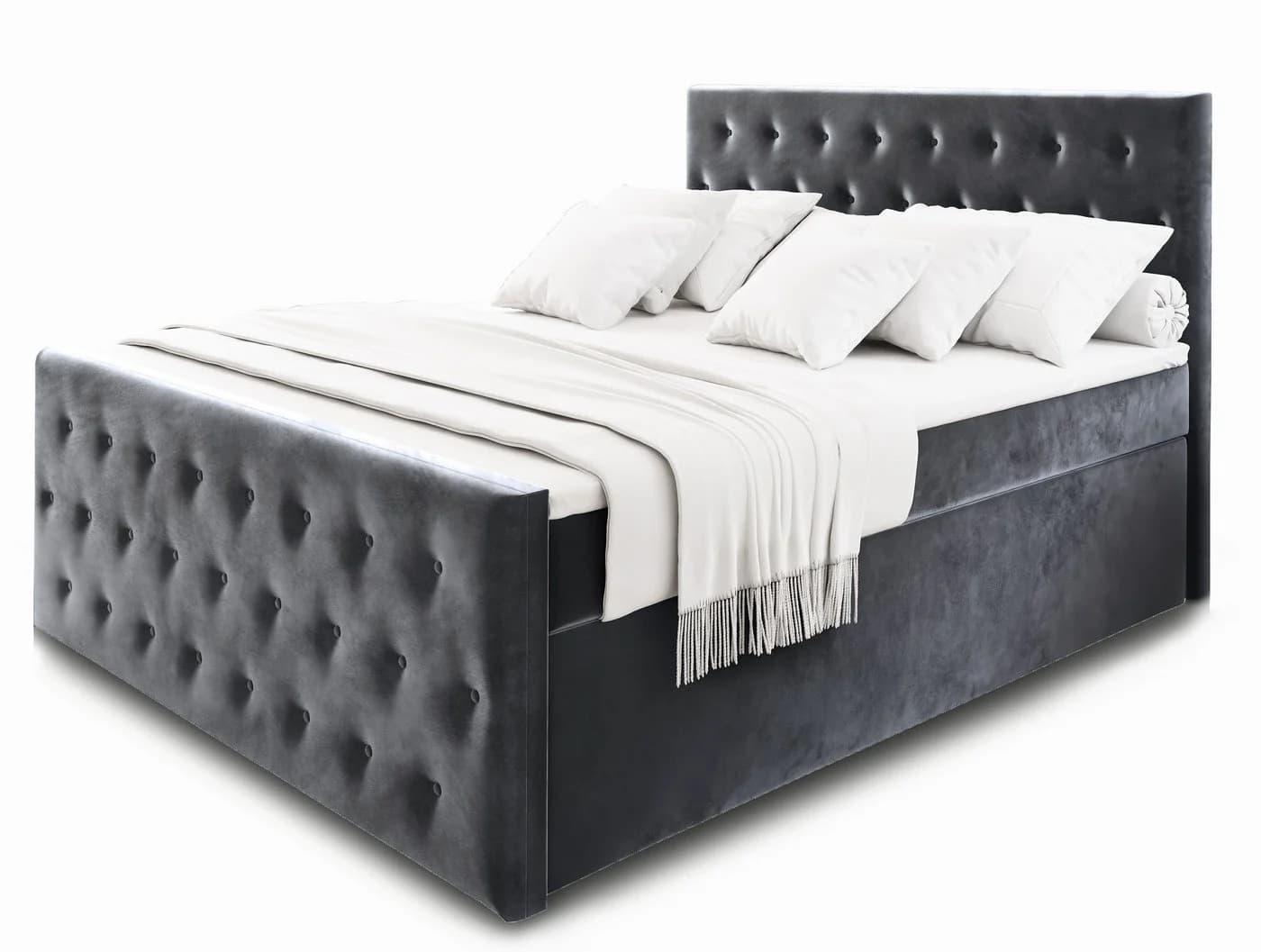Masseno Boxbett FONDI mit Bonell Matratze und Topper Grau