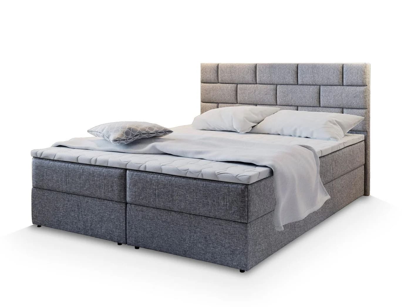 Masseno Boxbett KERLO mit Bonell-Matratze, Topper & Bettkasten grau