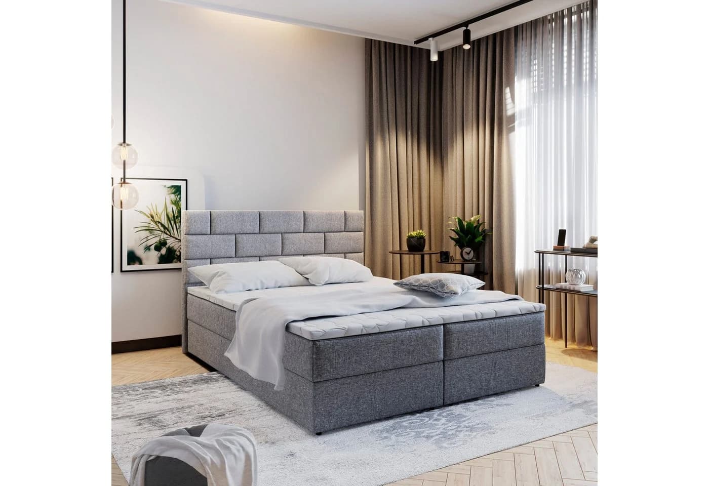 Masseno Boxbett KERLO mit Bonell-Matratze, Topper & Bettkasten grau - Bild 2