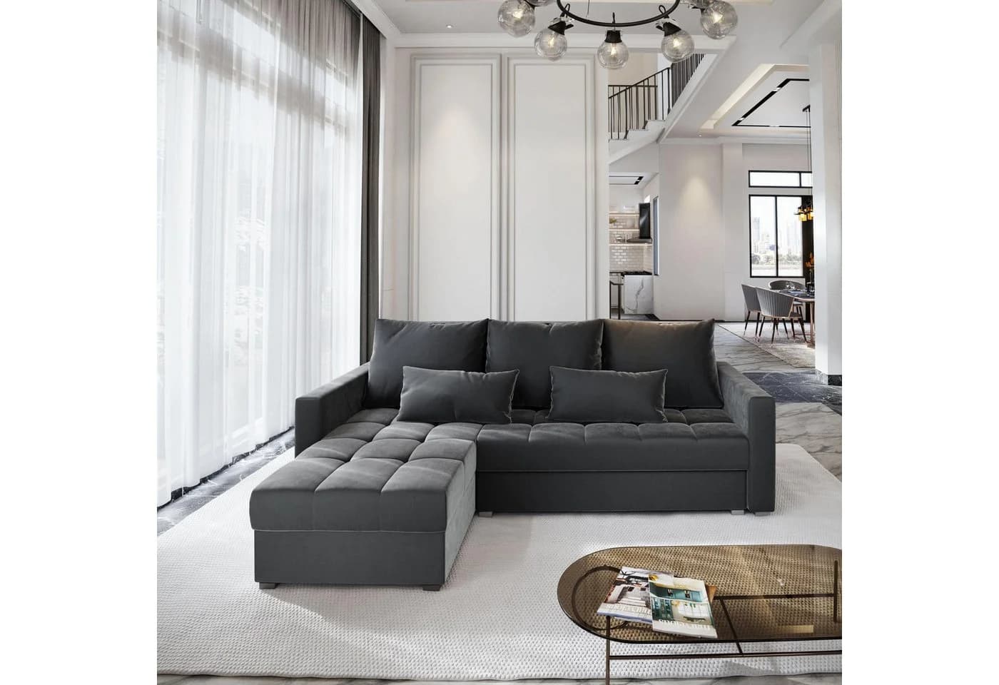 Masseno Ecksofa KOS PIK L-Form mit Schlaffunktion Grau - Bild 2