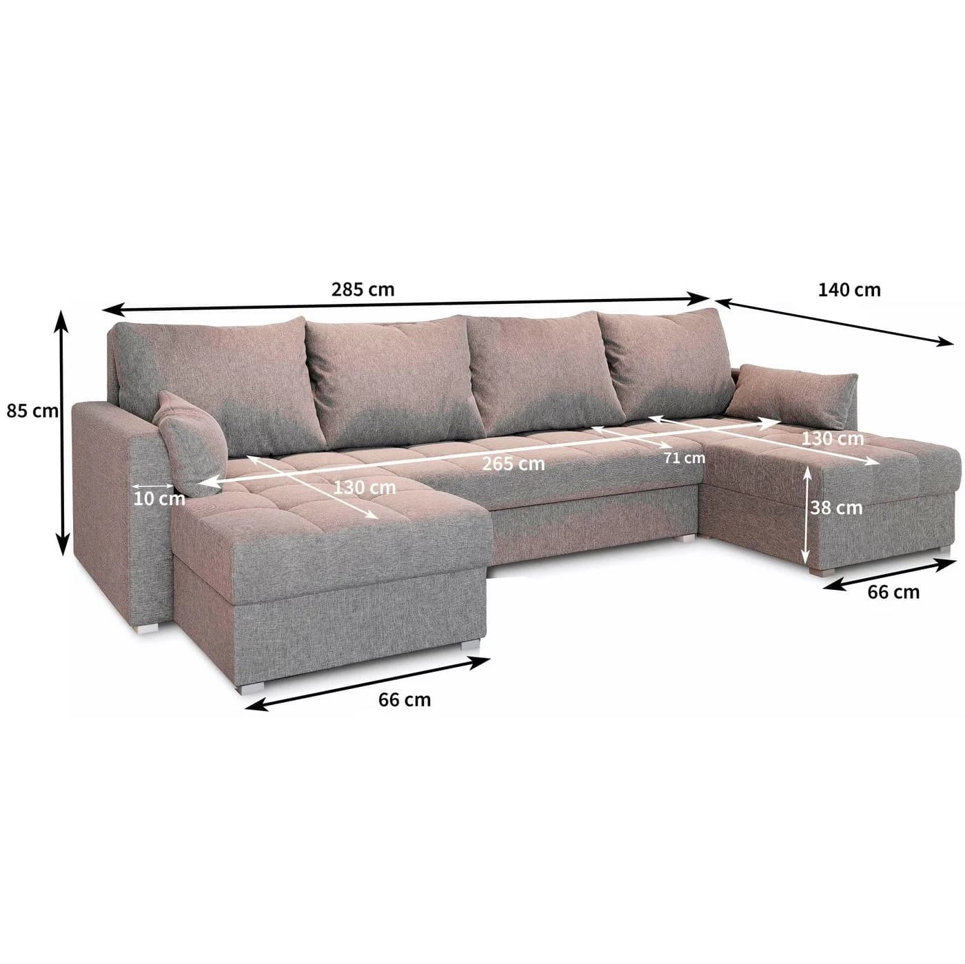 Masseno Ecksofa NAKO U-Form mit Schlaffunktion und Bettkasten Grün - Bild 3