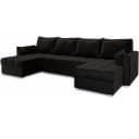 Masseno Ecksofa NAKO U-Form mit Schlaffunktion und Bettkasten Schwarz Bild 1