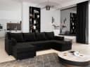 Masseno Ecksofa NAKO U-Form mit Schlaffunktion und Bettkasten Schwarz Bild 2