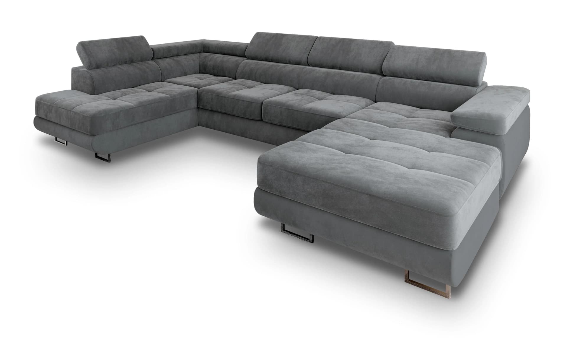 Casone L-S Wohnlandschaft Grau Velours mit Schlaffunktion
